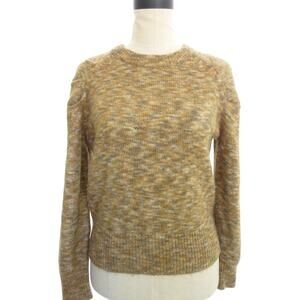 Madewell Space Dye Pleat Sleeve Pullover Sweater Brown Heathered Size Small